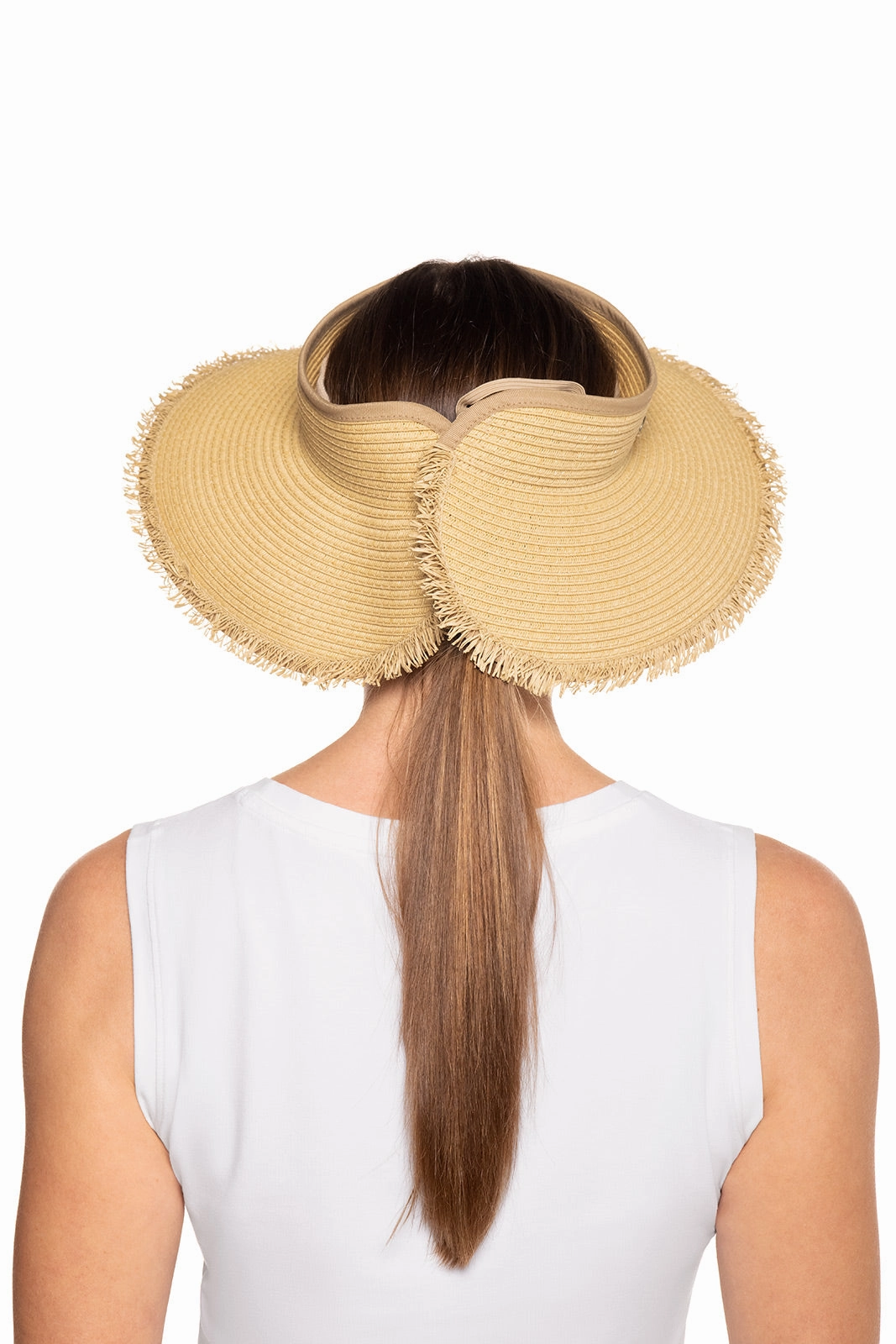 Women's Frayed Coolibar Rolled Packable Braid Visor | Natural