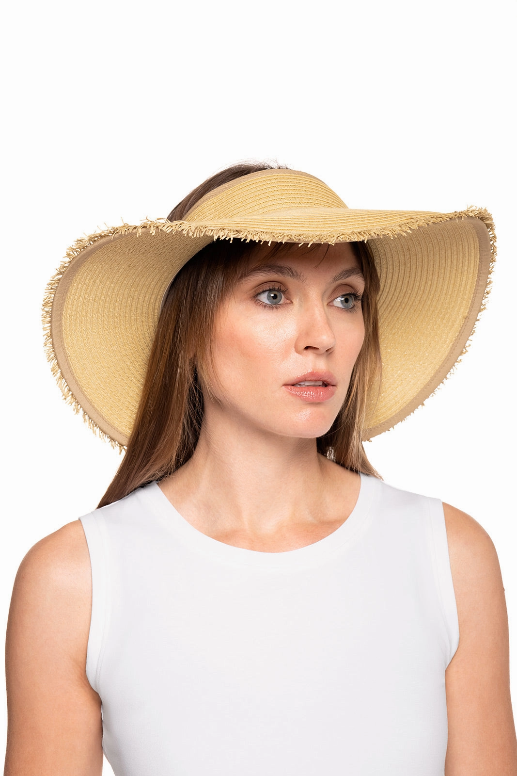 Women's Frayed Coolibar Rolled Packable Braid Visor | Natural