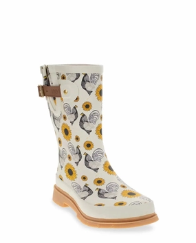 Leather Shoes Women'S Rooster Rise Mid Rain Boot ?C Sunflower Style Meets Waterproof Comfort